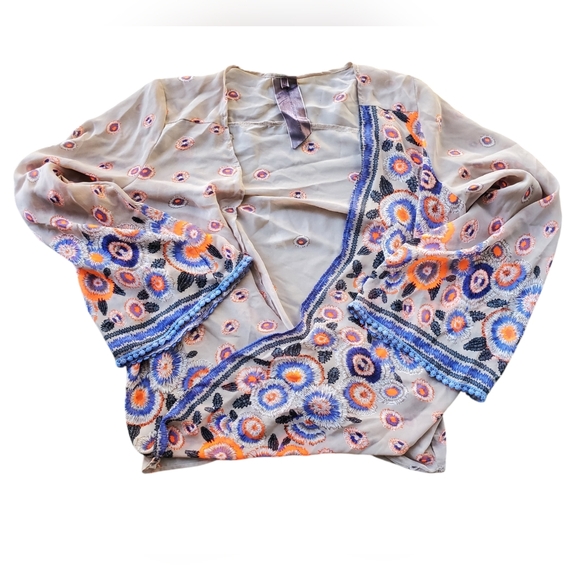 🌙HP🌙Moon Collection Sheer Floral Boho Blouse  Large - Picture 3 of 13